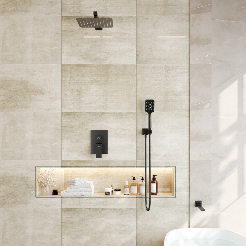 Shower Faucets & Systems with Rough-in Valve, Matte Black