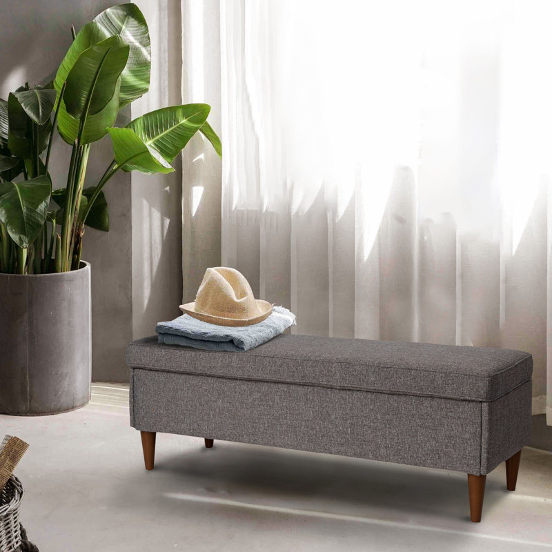 Atley Upholstered Storage Bench, Gray Fabric