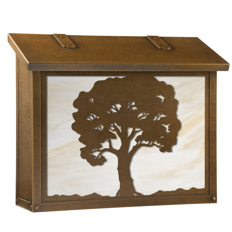 Boîte aux lettres murale chêne tree, Blanc vaporeux, Laiton chaleureux