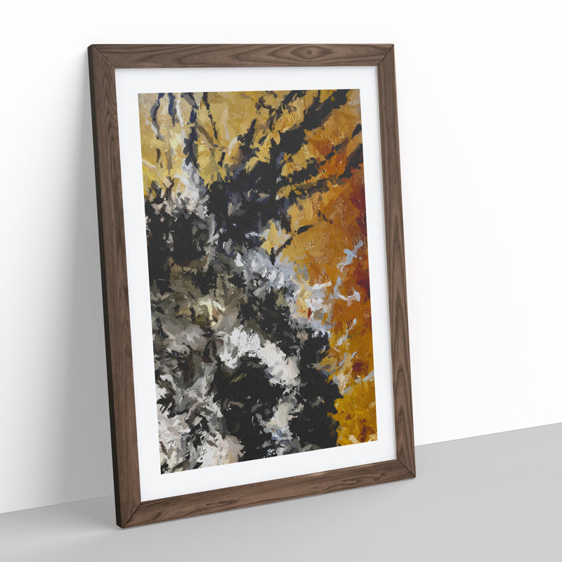 Broken Form Abstract - Wall Art, 66cm H x 48cm W x 2cm D, Walnut Framed, White