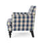 Fauteuil contemporain Lofties en polyester avec structure en bois de bouleau massif, coussins moelleux, garniture cloutée et détails capitonnés en losanges.-128719721