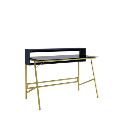 Shavonne Glass Stainless Steel Writing Desk