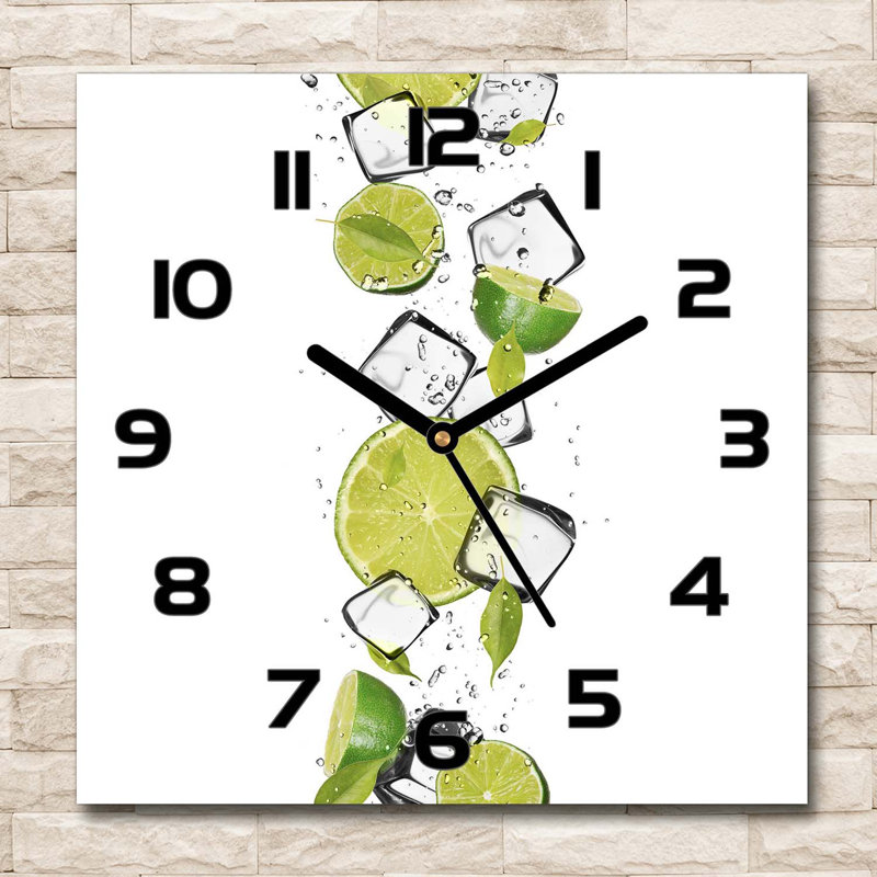 Idesha Glass Wall Clock, Black/Green/White