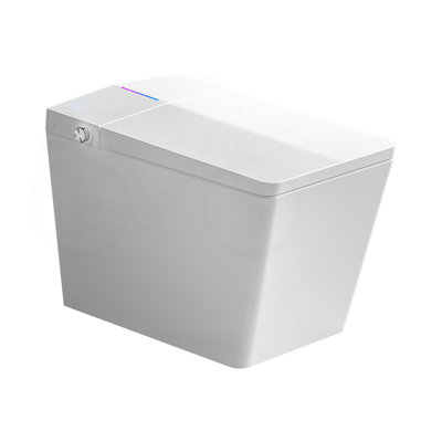 Square Smart Toilet with Built-In Tank and Pump-Assisted Flush