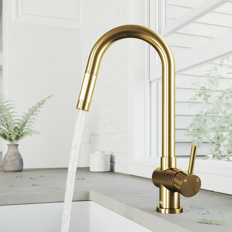 Gramercy 17" H 1-handle Pull-Down Kitchen Faucet, Matte Brushed Gold