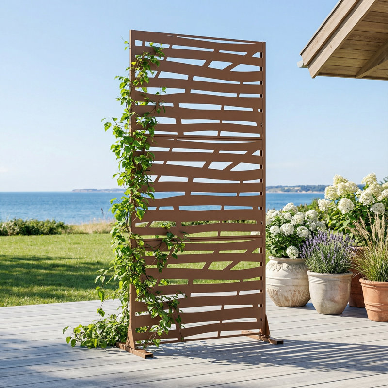 Écrans d'intimité d'extérieur en métal 72 po x 35,5 po Jungle, Brun, H 72 po x l 35,5 po x P 16 po