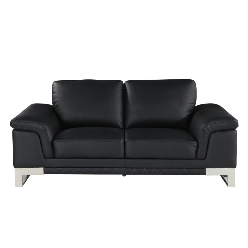 Causeuse en cuir véritable 73 po Dason, Similicuir gris anthracite