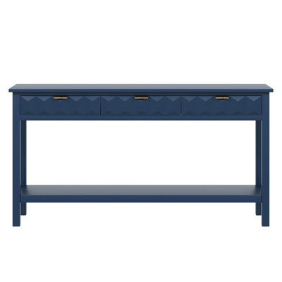 60'' Fir Veneer Entryway Table With Honeycomb-Patterned Fronts