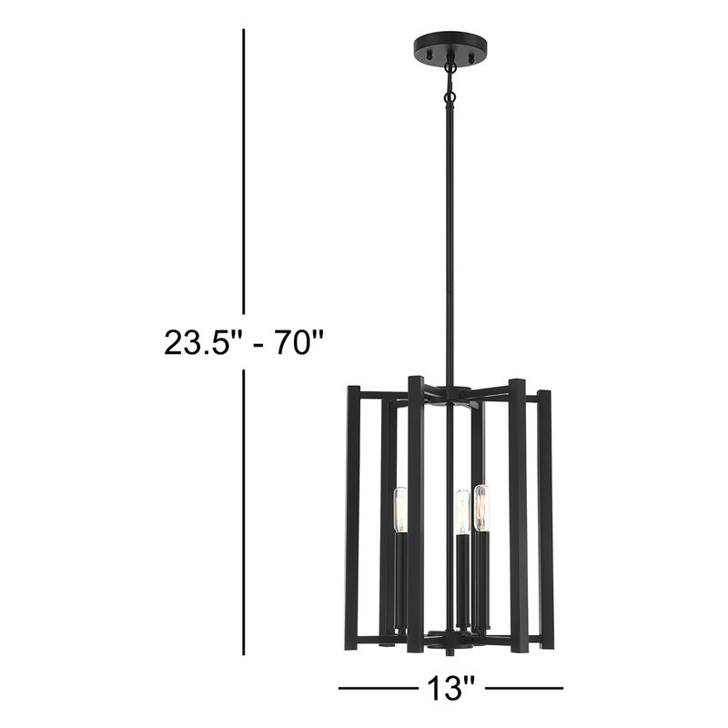 Luminaire suspendu carré Brenton, H 16,5 po x l 13 po x P 13 po, Noir mat, Trois lumières