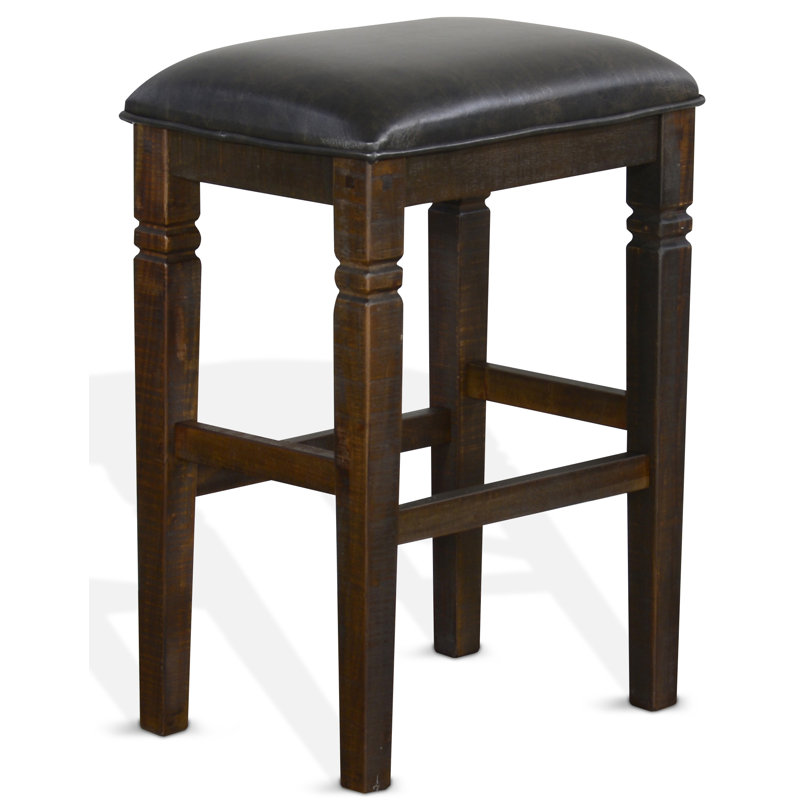 Mizell Upholstered Counter Stool with Solid Wood Frame, Bar Stool (30" Seat Height), Dark Brown