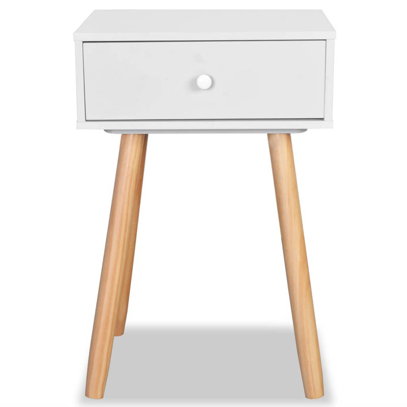 Nightstand Bedside Table with Drawer Bed Table Solid Pinewood, White