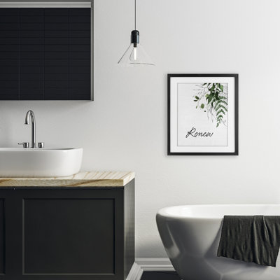 «Renew Ferns & Botanicals», reproduction sous verre encadrée, design par lettré et doublé