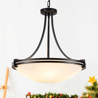 Luminaire suspendu bol en verre à 4 lumières à intensité variable de 20,5 po noir mat pour la salle à manger