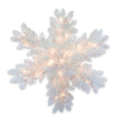 Tinsel Collection Tinsel Snowflake with Battery Operated Warm White LED Lights