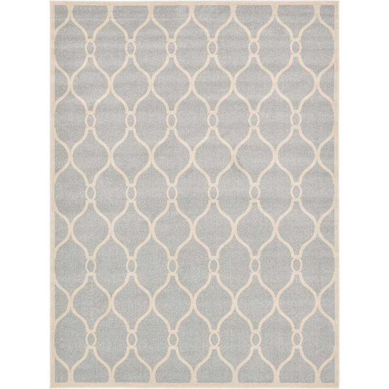 Tapis gris et crème à motif géométrique Theodora, Rectangle 3 pi 3 po x 5 pi 3 po