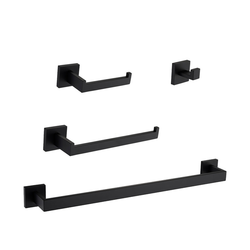 4 - Piece Bathroom Hardware Set, Matte Black