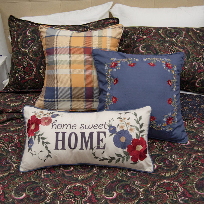 Colorful Plaid Country Polyester Square Throw Pillow