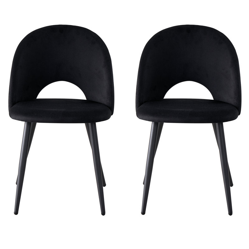 48cm H Upholstered Metal Side Chair, Black
