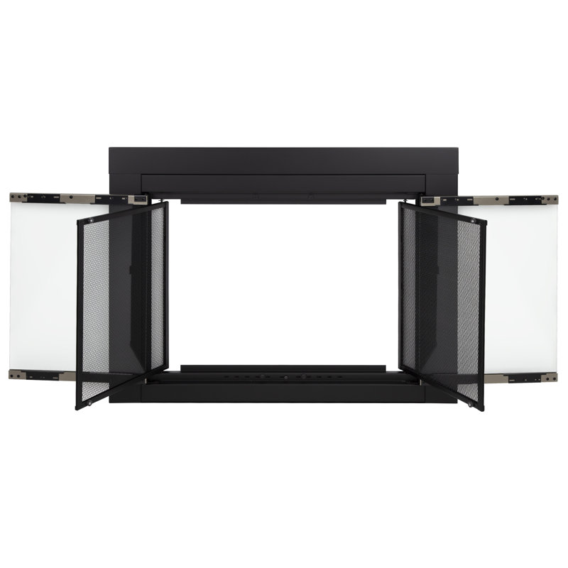 Portes de foyer en nickel de style armoire Abla, H 31 po x l 37,5 po x P 0,95 po
