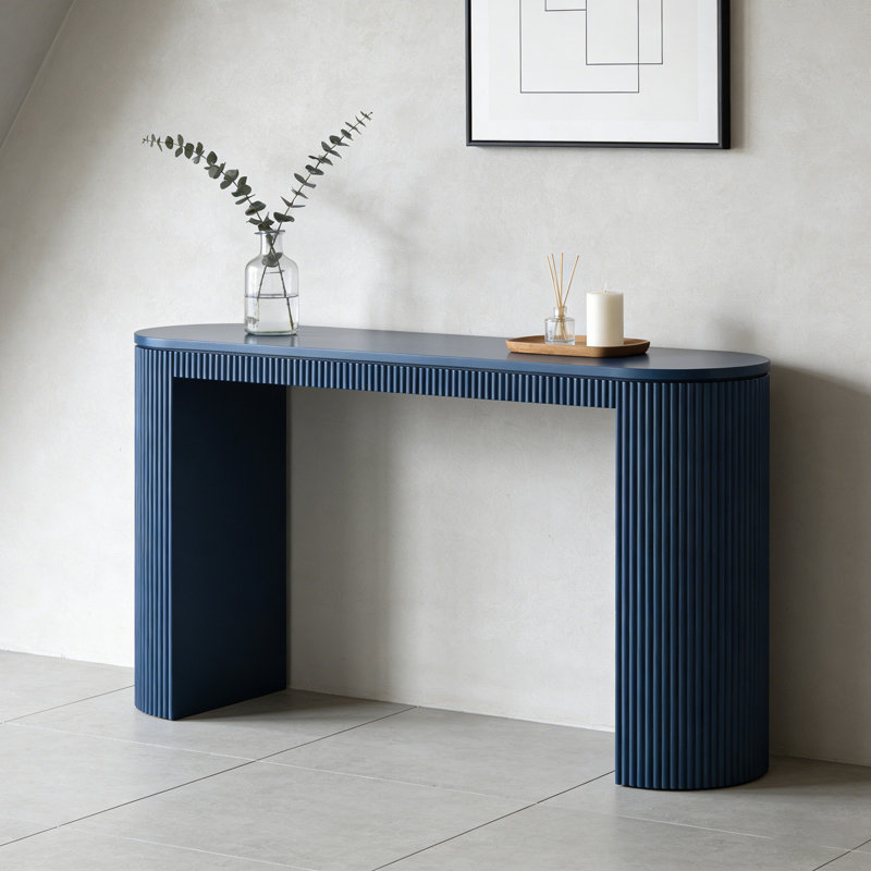 Console courbée à rayures verticales uniques, pour le salon, le bureau et le vestibule, Bleu