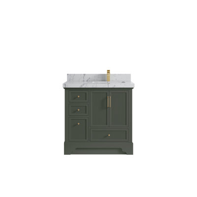 Meuble-lavabo simple 36 po avec plateau en quartz Alys