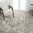 Keesha Bold Distressed Medallion Low-Pile Machine-Washable Blue/Cream Rug-965308623