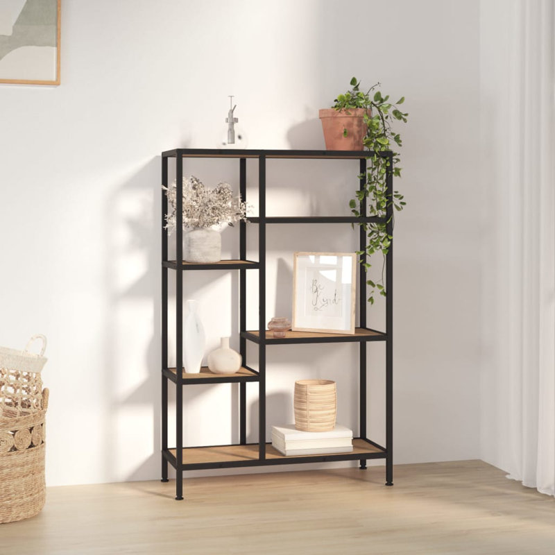 Oringas Bookcase, Light Brown/Black, (6 Shelves) 47" H x 32" W x 12" D