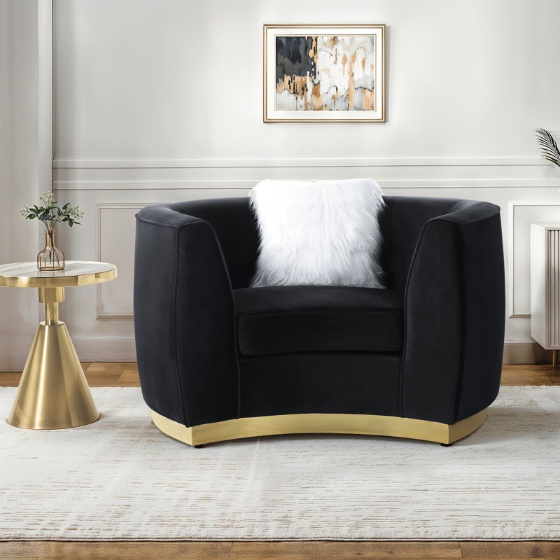 Chaise avec coussin Achelle en velours noir