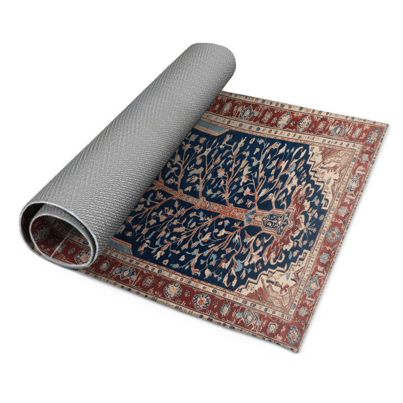 Persian Gray Indoor and Outdoor Area Rug, Rectangle 4' x 6'