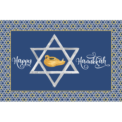 «Penacook Hanukkah Nights Landscape III on Blue on Canvas» par Tara Reed, reproduction