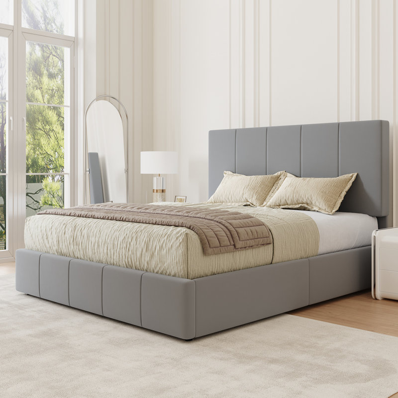Lit plateforme entièrement rembourré, lit en velours moderne avec tête de lit capitonnée, conception sans poussière, grand / double / très grand