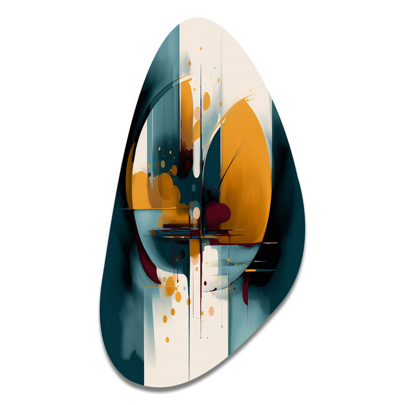 «Exploration des motifs abstraits II», art mural géométrique asymétrique en métal, impression d'art en forme unique jaune