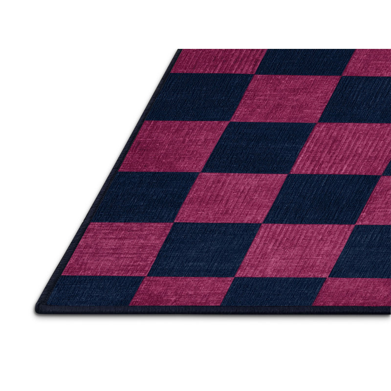 Tapis bleu à carreaux lavable à la machine, Tapis de couloir 2 pi x 4 pi