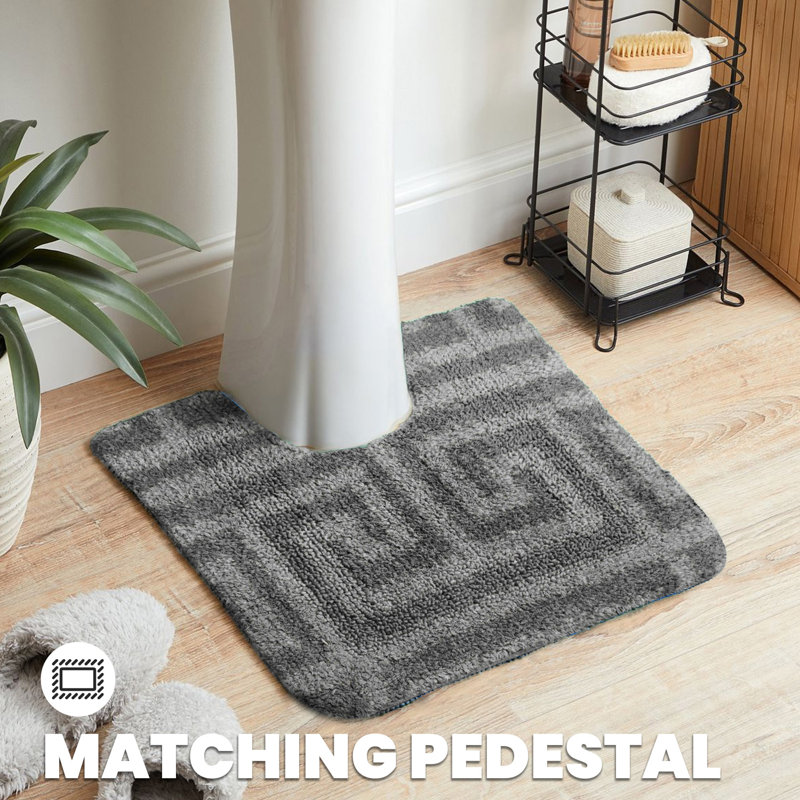 Akinori Polypropylene Plastic Non-Slip Bath Mat, Grey