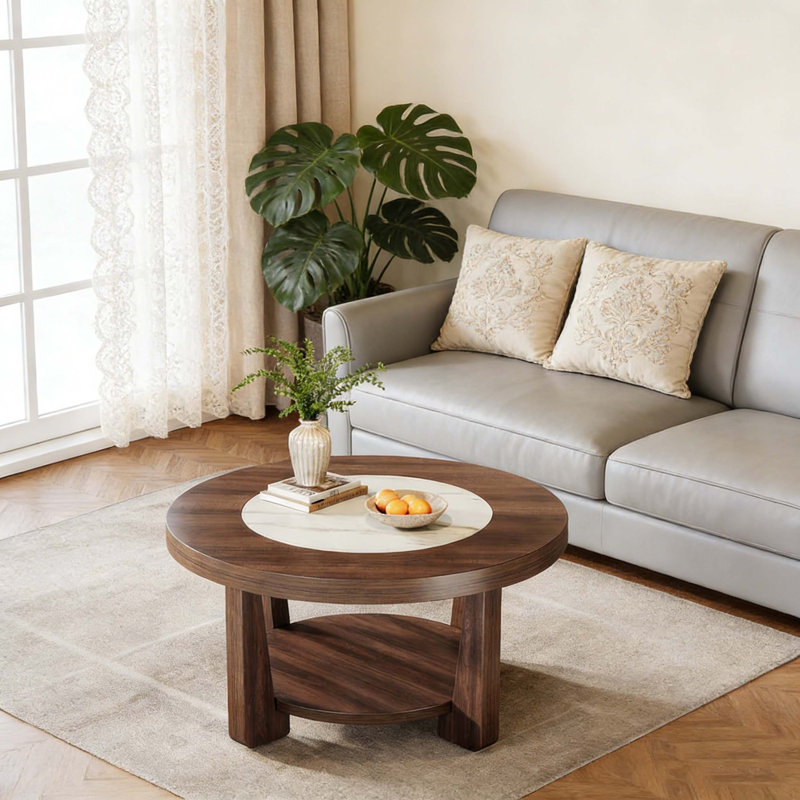 Table basse ronde à 2 niveaux