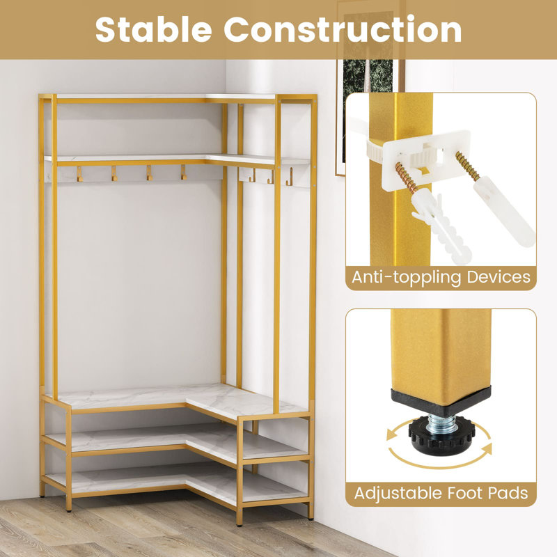 90cm Clothing Rack, White/Gold