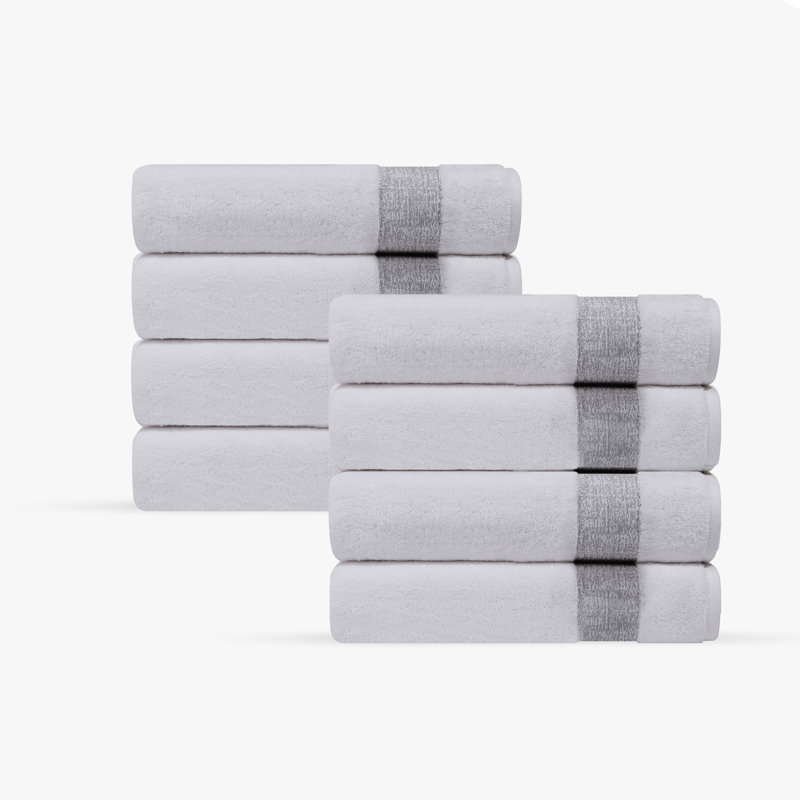 Ensemble de 8 serviettes turques Jonnae, Argent