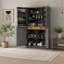 Armoire de cuisine autoportante haute avec 2 tiroirs, 2 tablettes réglables et 8 portes, idéale pour la cuisine et la salle à manger.-1290014438