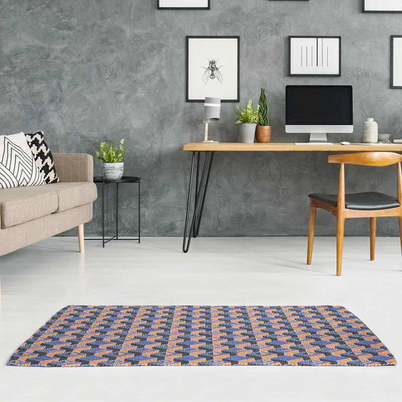 Tapis brun/noir/bleu foncé skyscrapers, Rectangle 3 pi x 5 pi