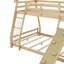 Lit superposé simple au-dessus de grand lit avec filets d'escalade et rampe d'escalade, naturel