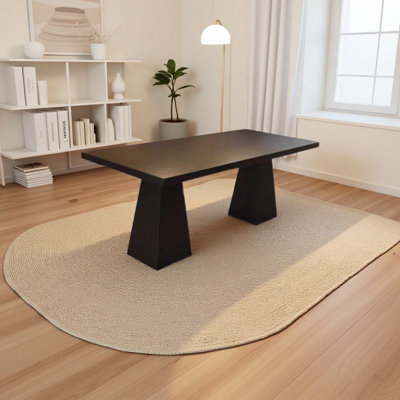 White wax wood black solid wood desk