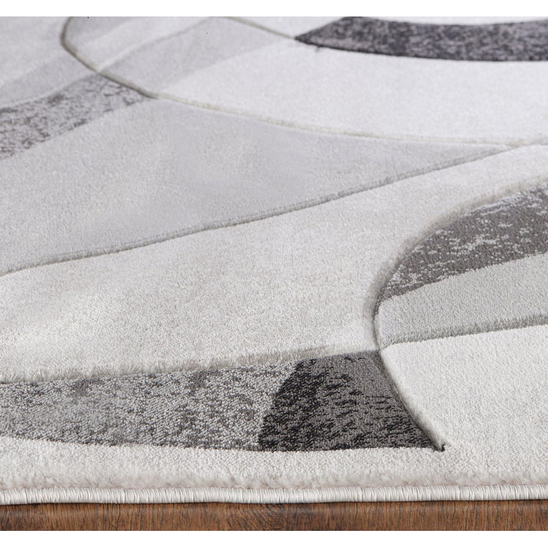 Tapis de salon doux, gris argenté avec des motifs géométriques sculptés à la main, 152 x 213 cm, Gris, Rectangle 60" x 84"