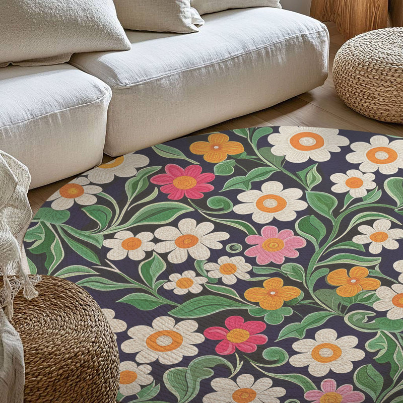 Tapis tressé fleur, Rond 5 pi