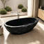 Baignoire profonde autoportante à surface solide de 67,5 po x 32 po, finition brute de style travertin