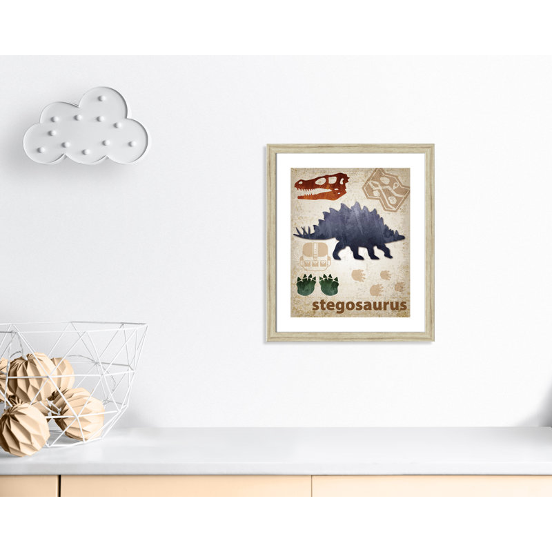 Décalcomanie murale Dinosaures-02 ', H 26,5 po x l 22,5 po x P 0,625 po, Cadre plat beige
