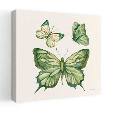 «Jade Butterflies I Delicate Contemporary», reproduction d'art murale