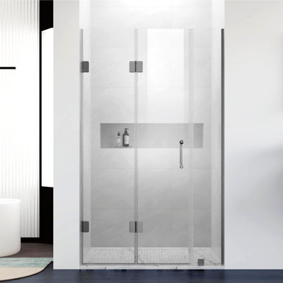 UKH10 60-1/2 in. to 61-3/8 in. W X 80 in. H Frameless BI-Fold Shower Door with U-Chanel and 3/8 in. (10mm) Clear Glass in Matte Black