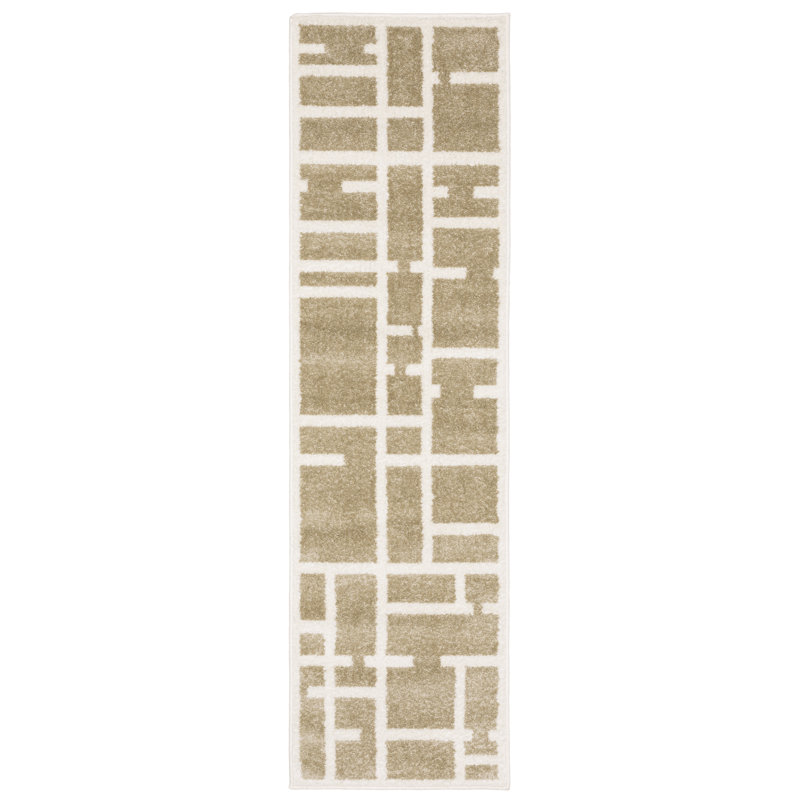 Tapis beige / ivoire Hennings, Tapis de couloir de 2 pi x 7 pi