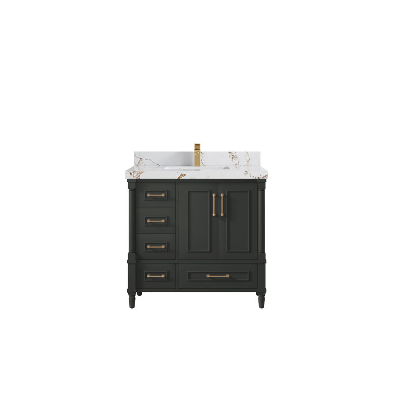 Aberdeen 36'' Single Bathroom Vanity with Top, Viola Brown