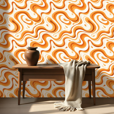 Papier de contact à peler et coller sans soudure, caramel salé fluide, abstrait, créatif et créatif pour auto-adhésif et amovible 17,7 po x 118 po (45 x 300 cm)